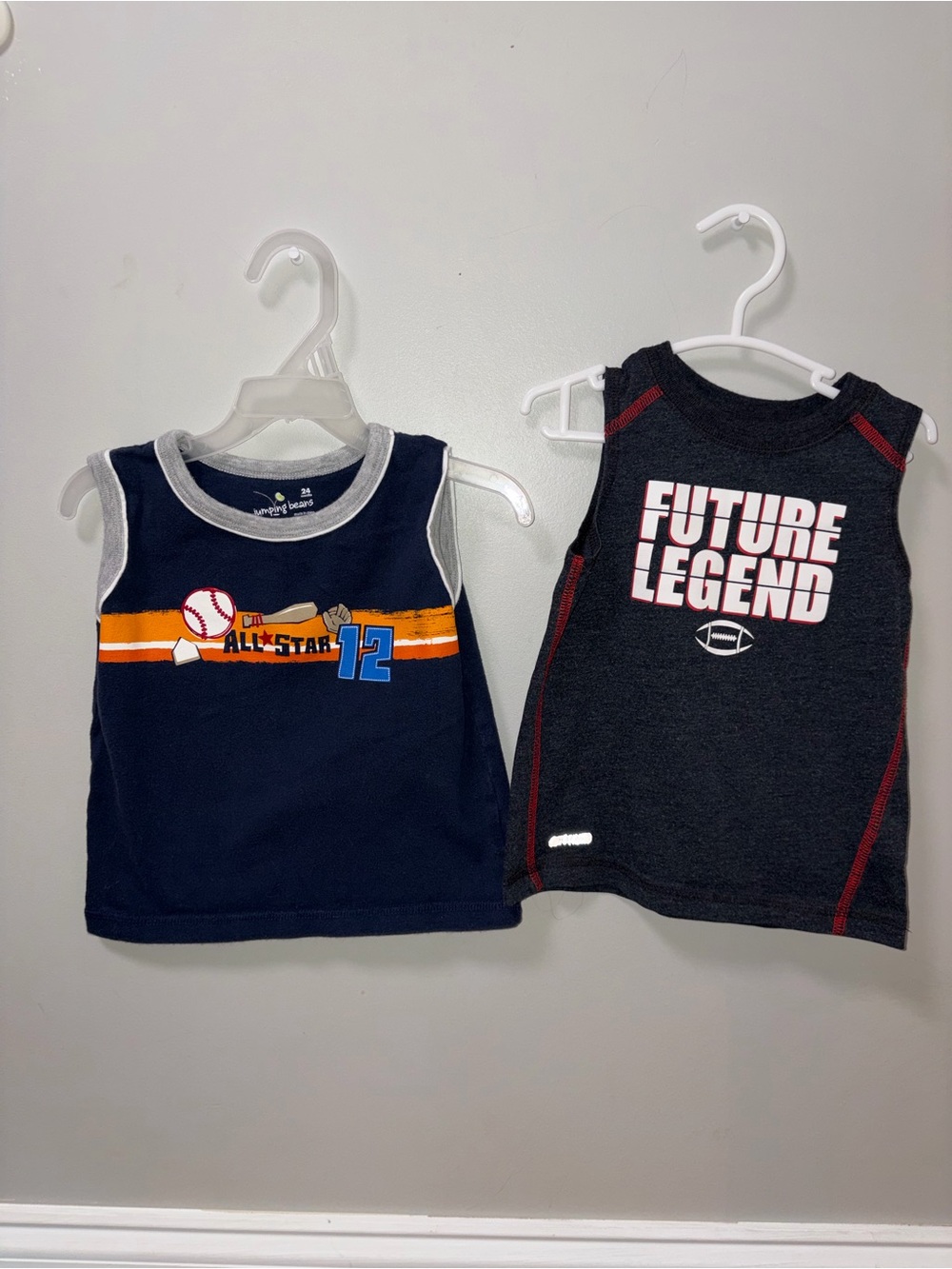 Jumping Beans Gray Navy Sports Tank Top Set Boys 24 M